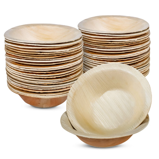 Medium 12cm (5") Round Palm Leaf Bowls