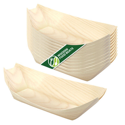 Medium 17cm Pinewood Disposable Food Boats