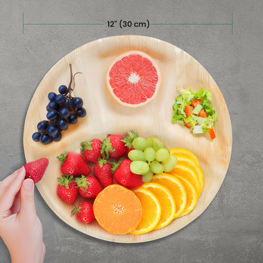 4 Compartment 30cm (12") Disposable Plates