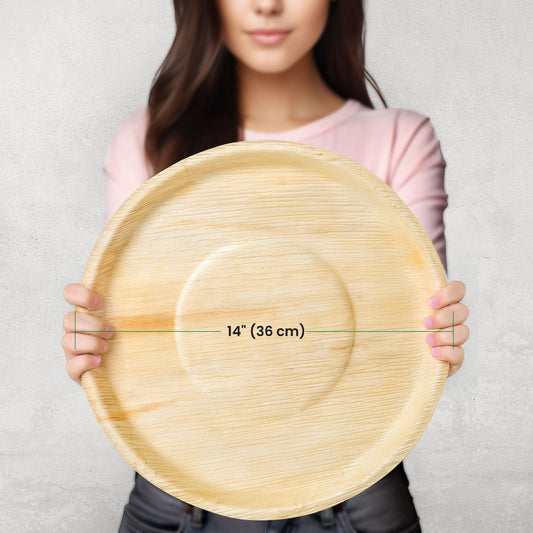XX-Large 36cm (14inch) Round Palm Leaf Plates