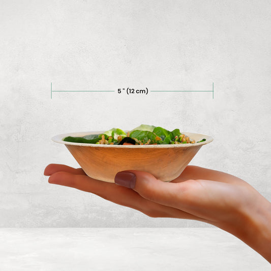 Medium 12cm (5") Round Palm Leaf Bowls