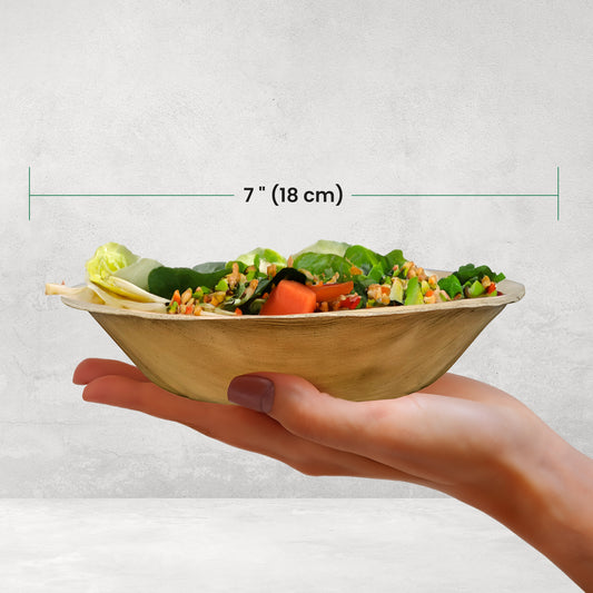 Large 18cm (7") Round Palm Leaf Bowls