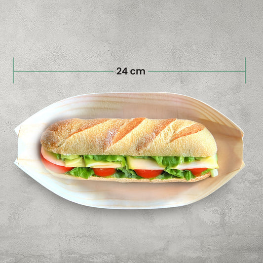 X-Large 22cm Pinewood Disposable Food Boats