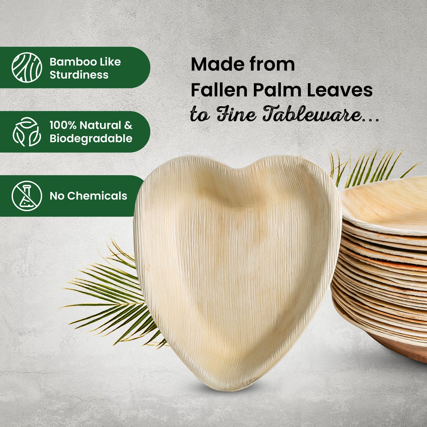 Palm Leaf 6" Heart Shaped Bowl
