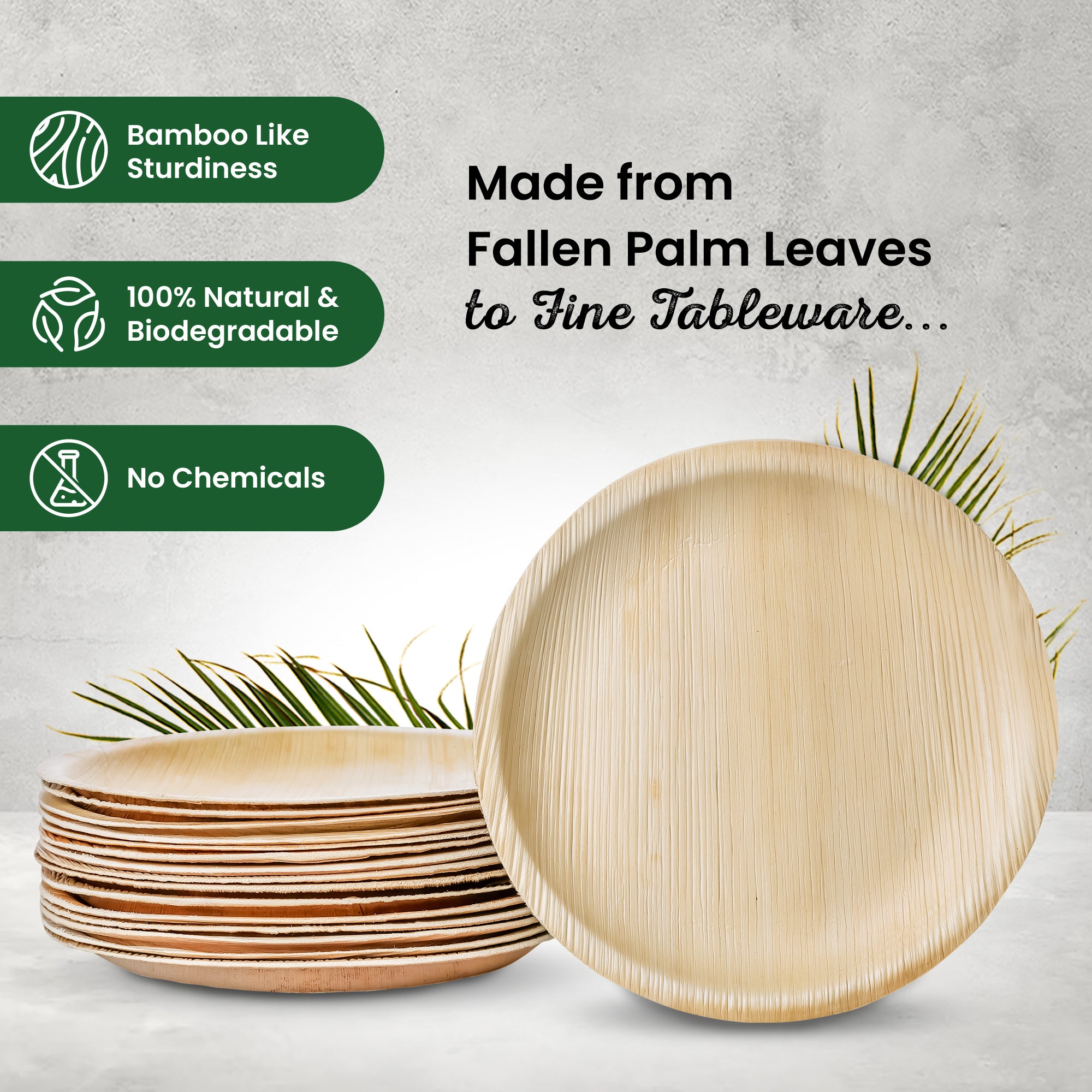 Small 15cm (6") Round Palm Leaf Plates