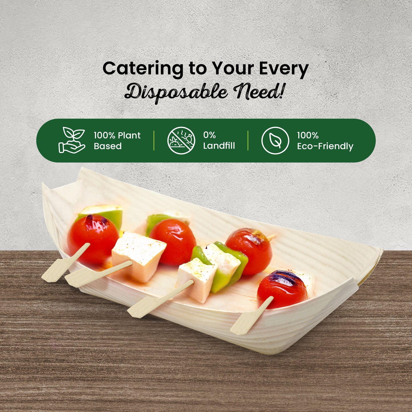 Medium 17cm Pinewood Disposable Food Boats