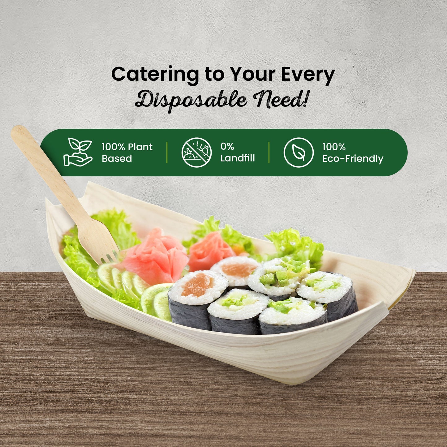 Large 19cm Pinewood Disposable Food Boats
