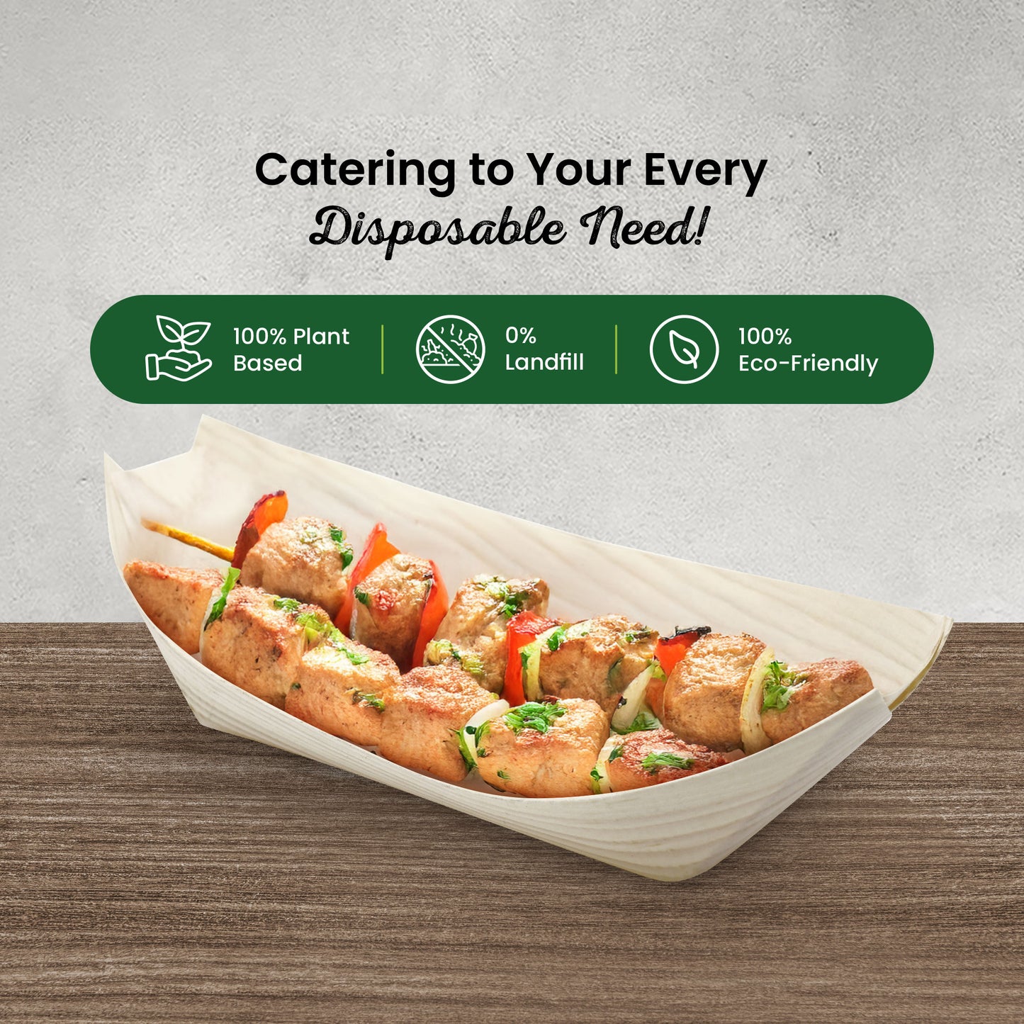 X-Large 22cm Pinewood Disposable Food Boats