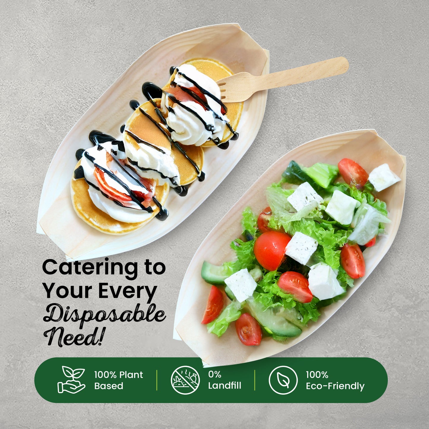 Large 19cm Pinewood Disposable Food Boats