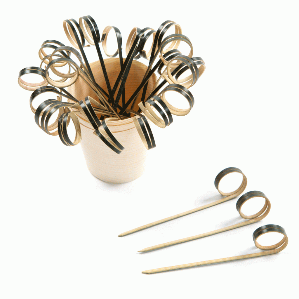 Bamboo Black Top Twist Skewers - Pack of 100
