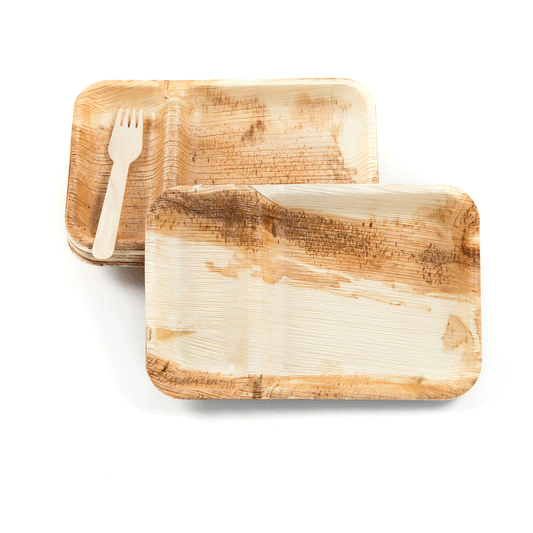 Palm Leaf 10" Partition Rectangle Plate