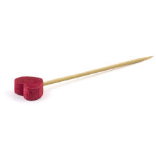 Red Wooden Heart Pick - Pack of 100