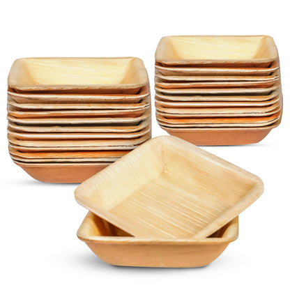 Small 9cm (3.5") Square Palm Leaf Bowls