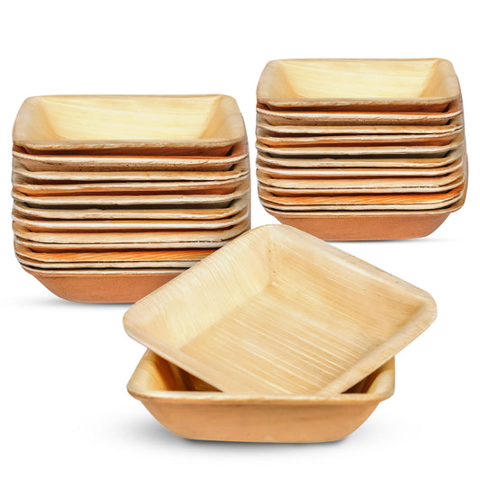 Small 9cm (3") Square Palm Leaf Bowls