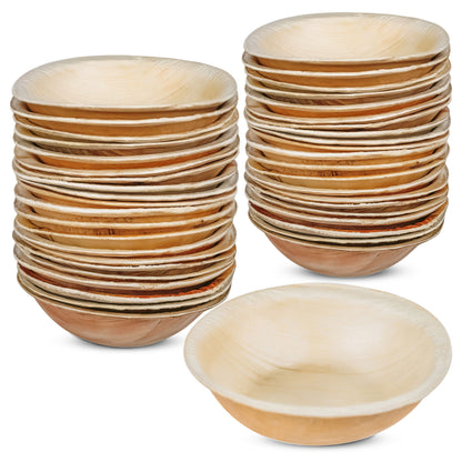 Small 9cm (3") Round Palm Leaf Bowls