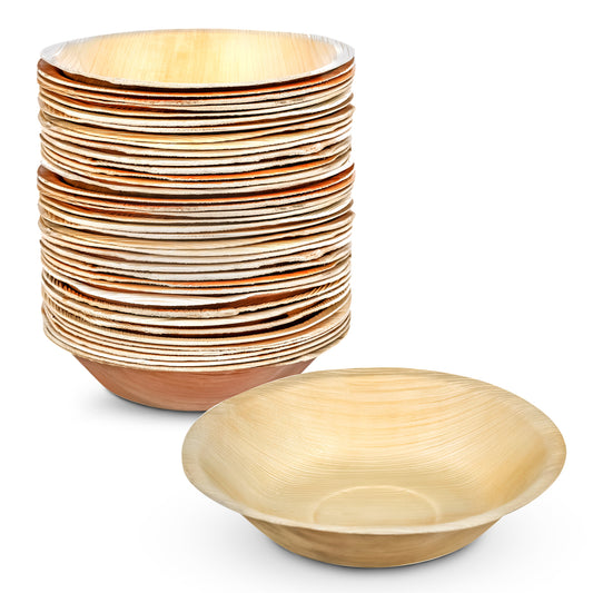 Large 18cm (7") Round Palm Leaf Bowls