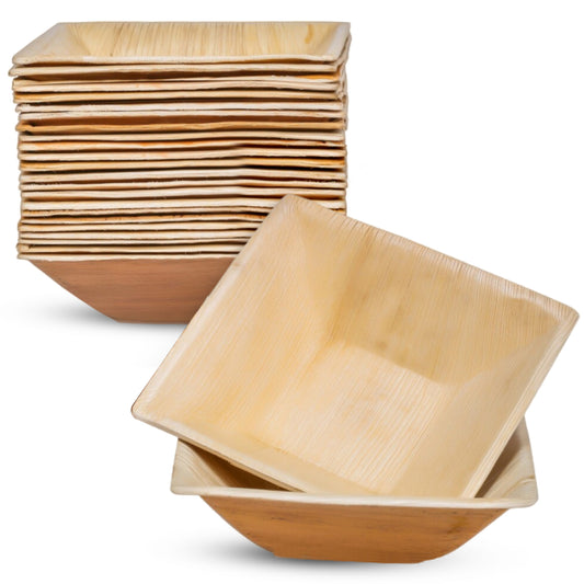 Large 18cm (7") Square Palm Leaf Bowls