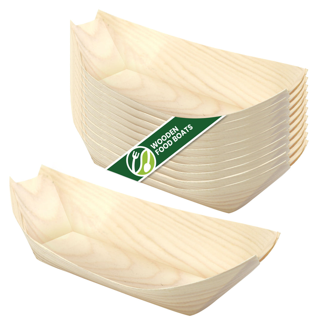 Large 19cm Pinewood Disposable Food Boats