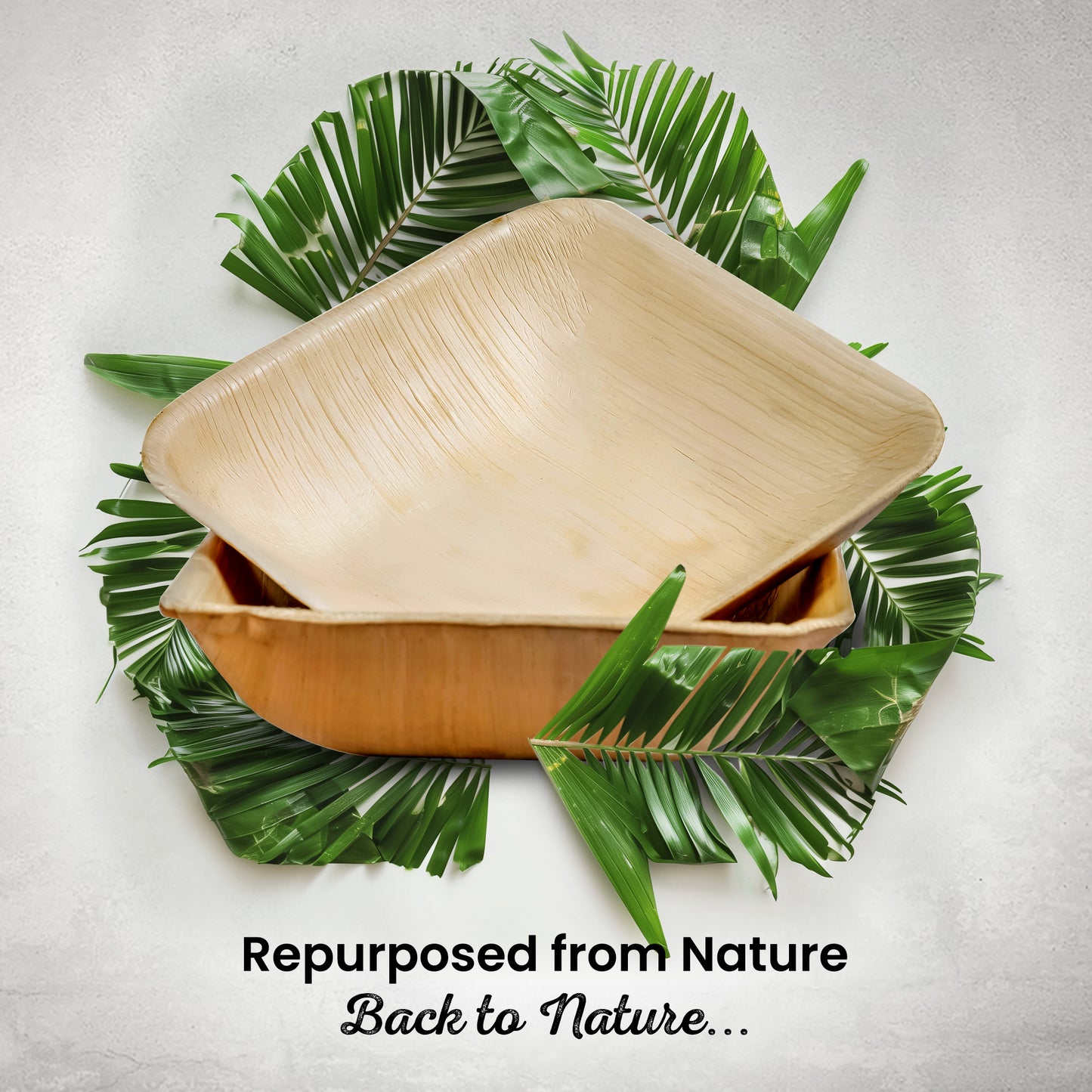 Large 15cm (6") Square Palm Leaf Bowls