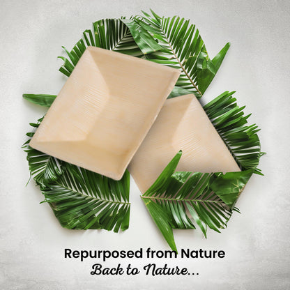 Large 18cm (7") Square Palm Leaf Bowls
