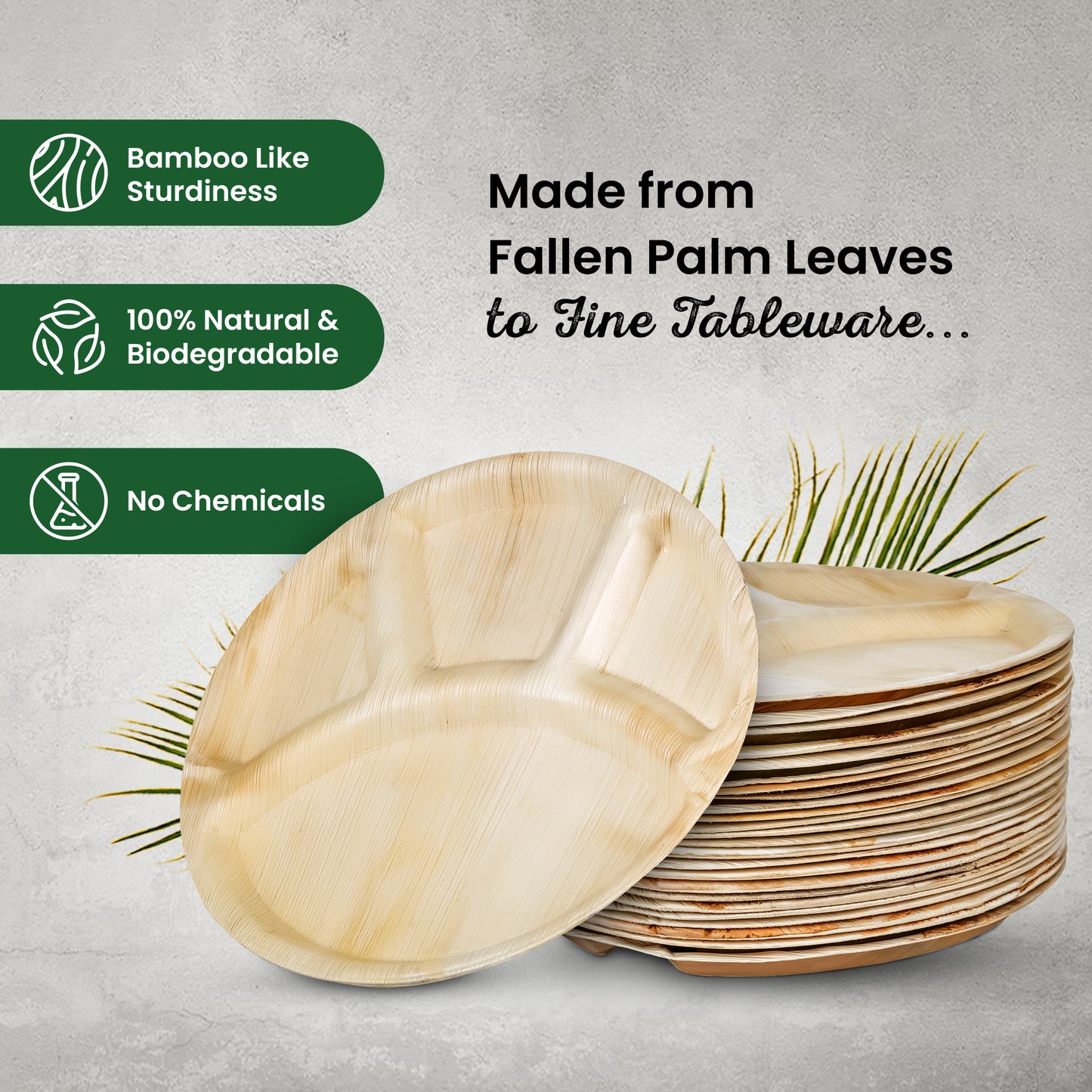 4 Compartment 30cm (12") Disposable Plates
