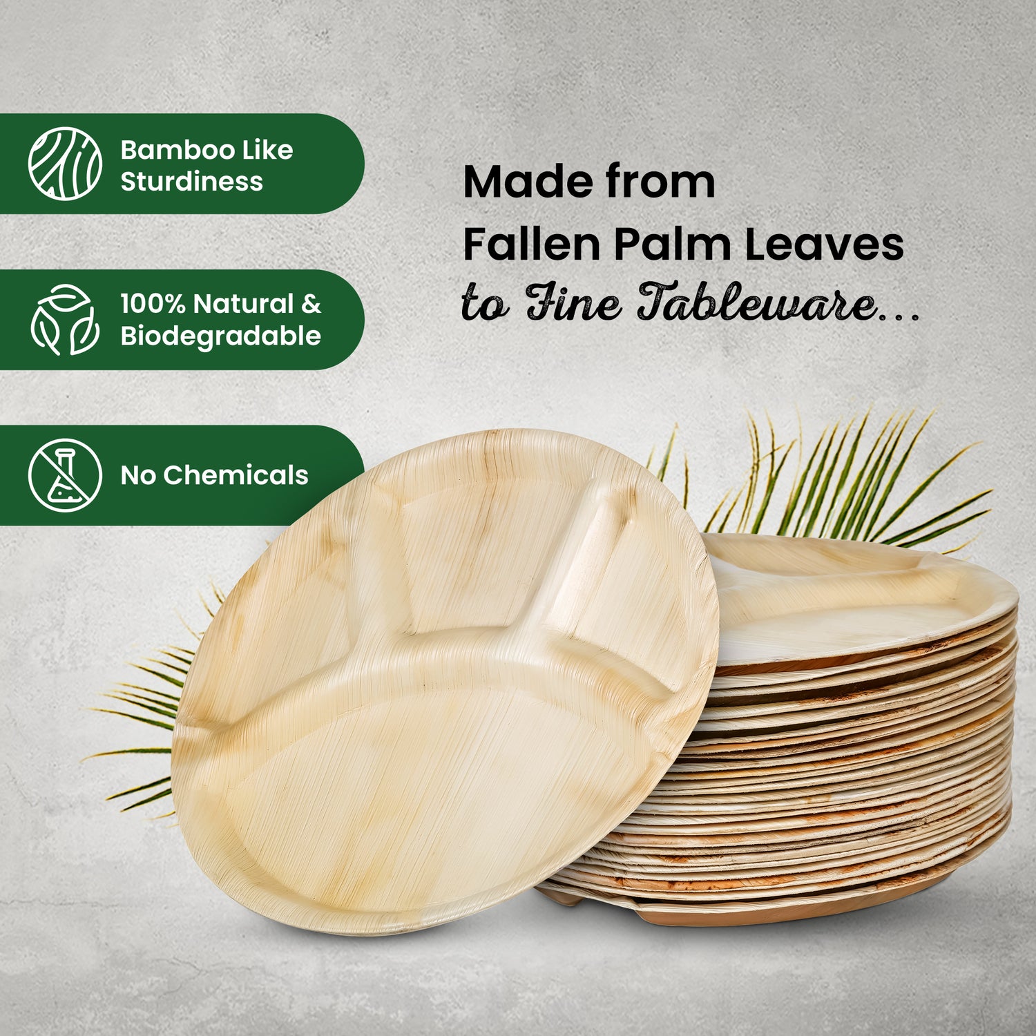 4 Compartment 30cm (12") Disposable Plates