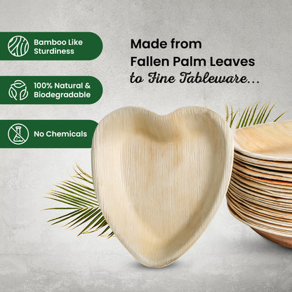 Palm Leaf 6" Heart Shaped Bowl