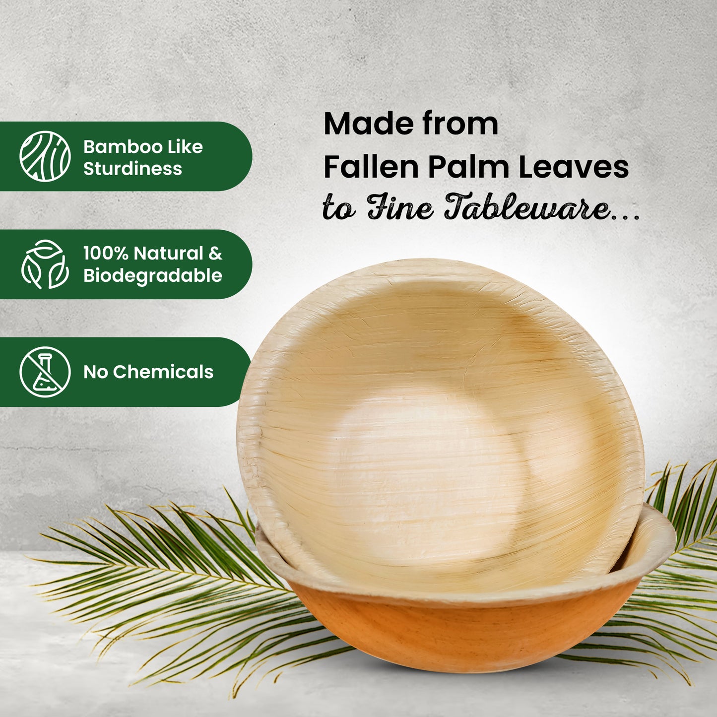 Small 9cm (3") Round Palm Leaf Bowls