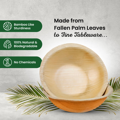 Small 9cm (3") Round Palm Leaf Bowls