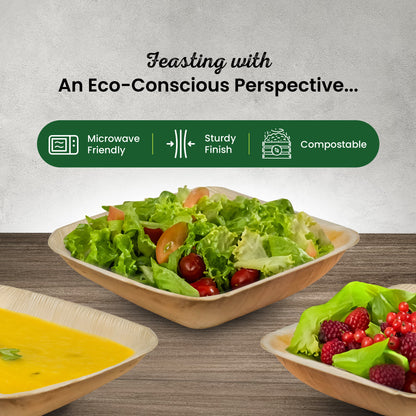 Large 15cm (6") Square Palm Leaf Bowls