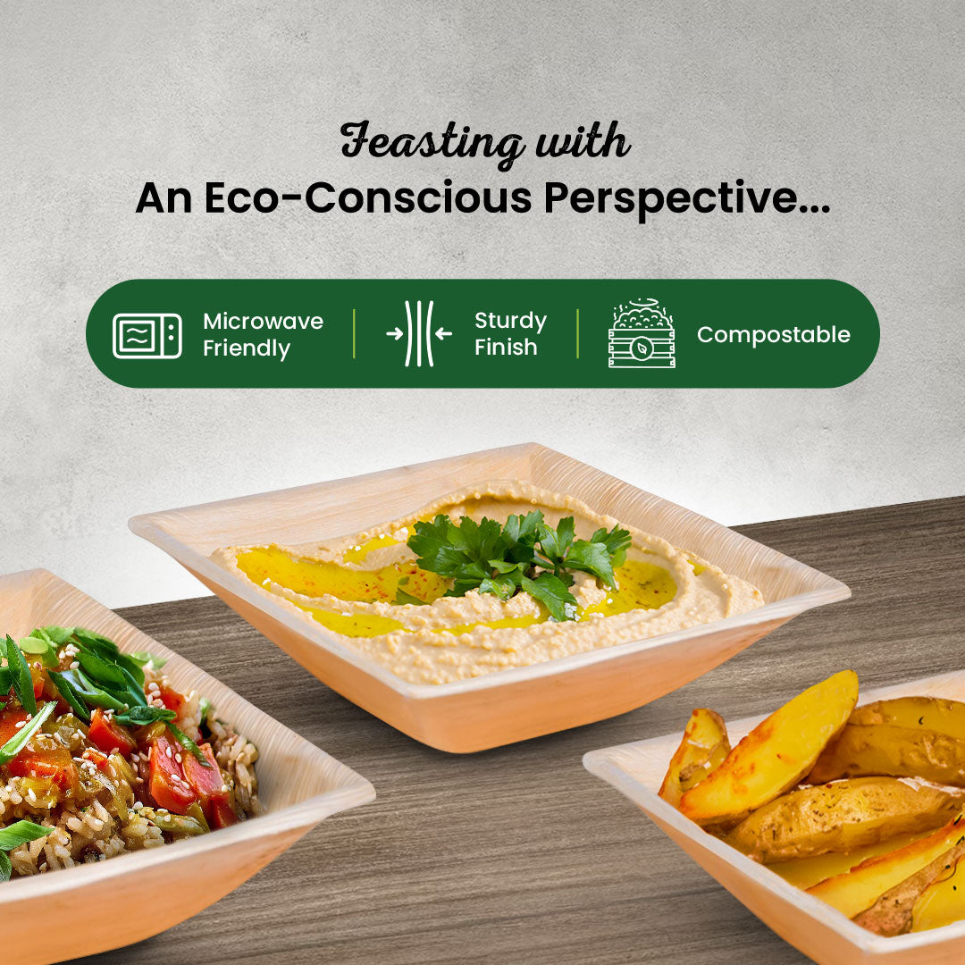 Large 18cm (7") Square Palm Leaf Bowls