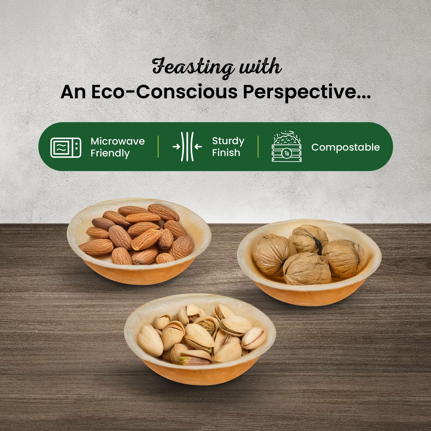 Small 9cm (3") Round Palm Leaf Bowls