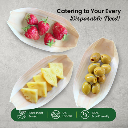 Medium 17cm Pinewood Disposable Food Boats
