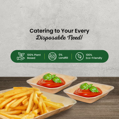 Small 9cm (3.5") Square Palm Leaf Bowls