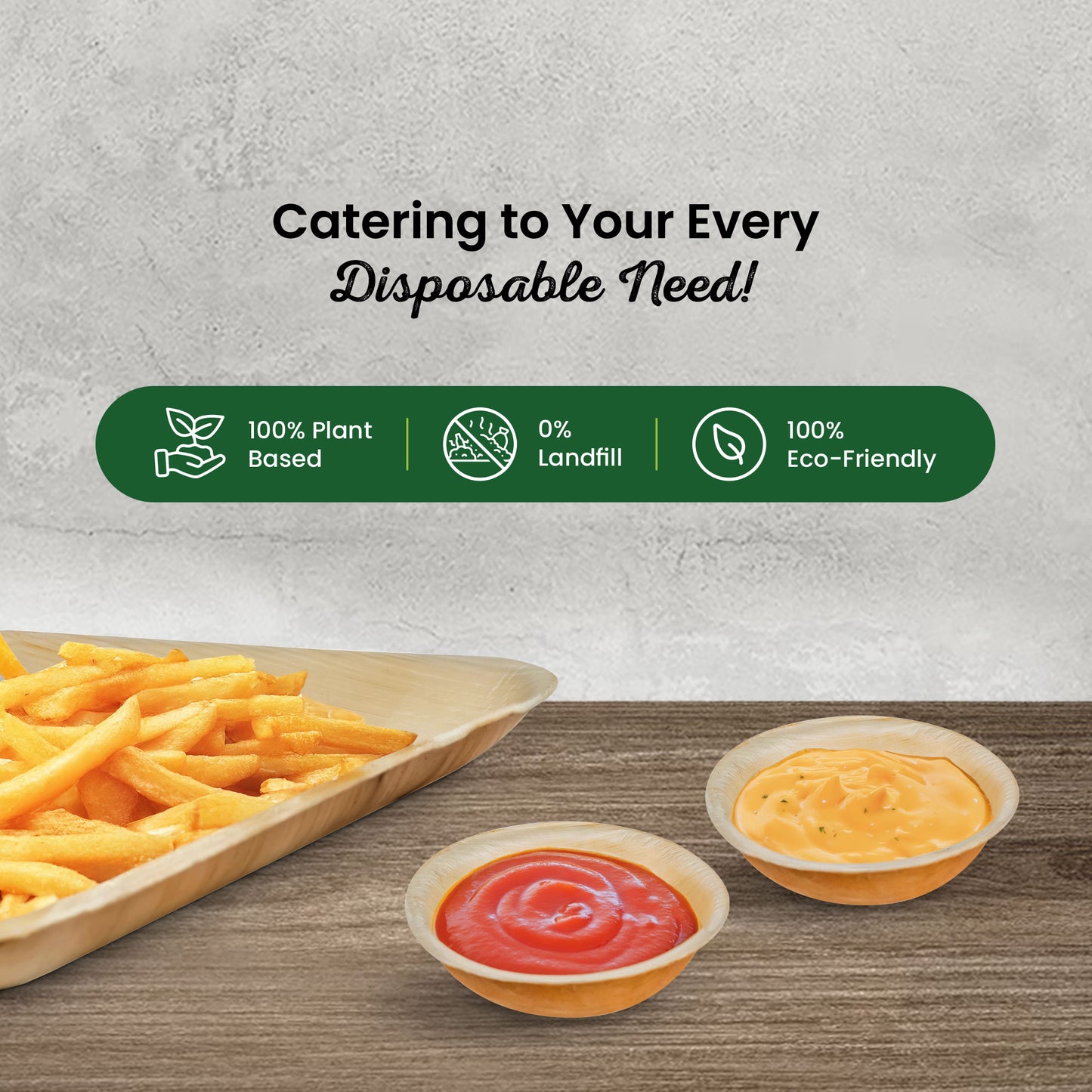 Small 9cm (3") Round Palm Leaf Bowls