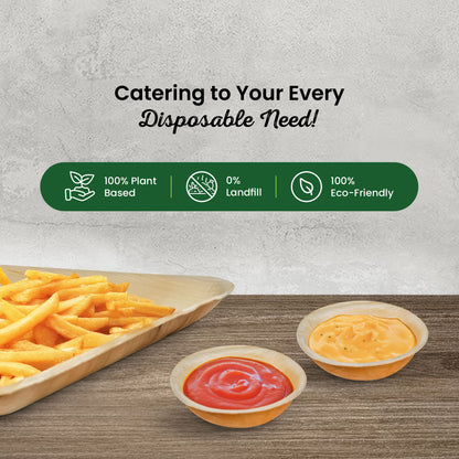 Small 9cm (3") Round Palm Leaf Bowls