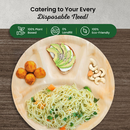 4 Compartment 30cm (12") Disposable Plates