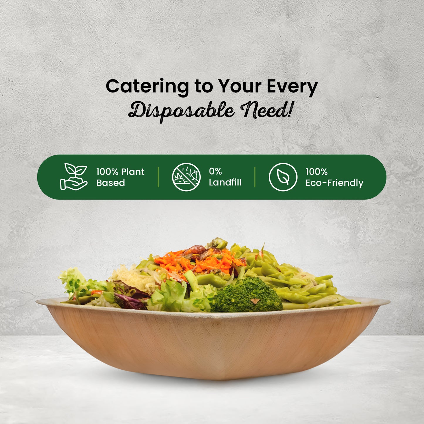 Large 15cm (6") Square Palm Leaf Bowls