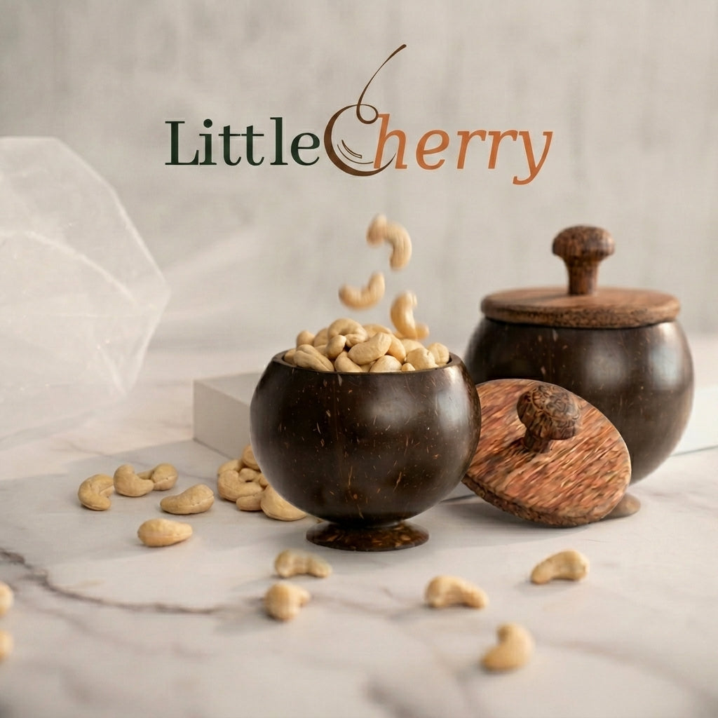 Coconut Shell Container with Teakwood Lid