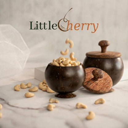 Coconut Shell Container with Teakwood Lid