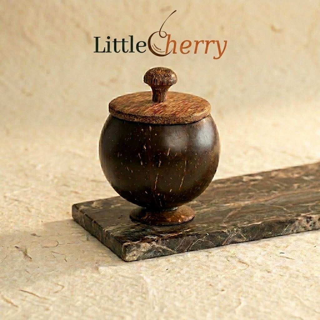 Coconut Shell Container with Teakwood Lid