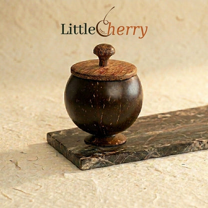 Coconut Shell Container with Teakwood Lid
