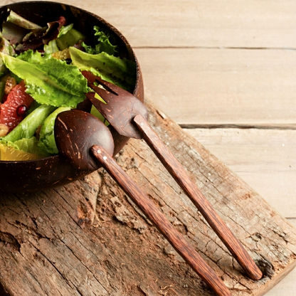 Coconut Shell Fork &amp; Spoon Set