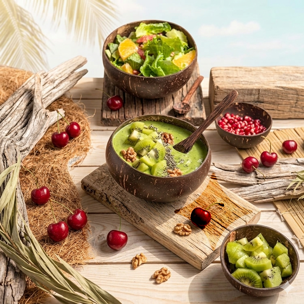 Artisan Jumbo Coconut Bowl with Coconut Wood Spoon