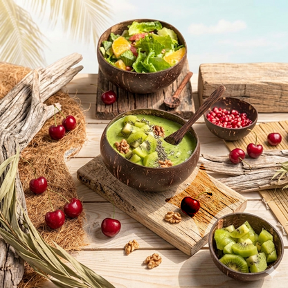 Artisan Jumbo Coconut Bowl with Coconut Wood Spoon