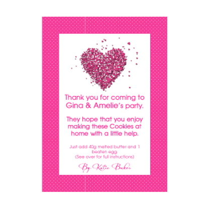 Personalised Cookie Party Bags - Hearts Label