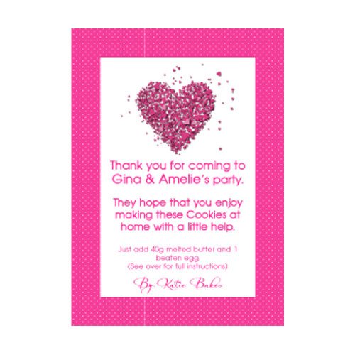 Personalised Cookie Party Bags - Hearts Label