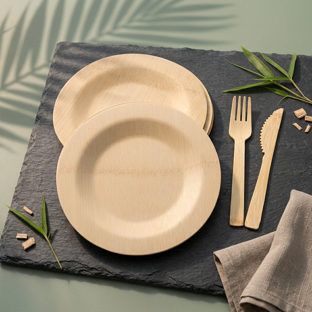 Bamboo Plates: Large Round-pack of 25