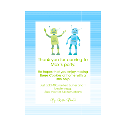 Personalised Cookie Party Bags - Robots Label