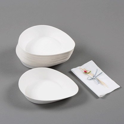 Sugarcane Plates/Bowl by Sucadrop, Teardrop Small - Pack of 50